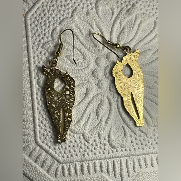 Vintage Black and Gold Dog Earrings Genuine Cloisonne - Picture 6 of 7